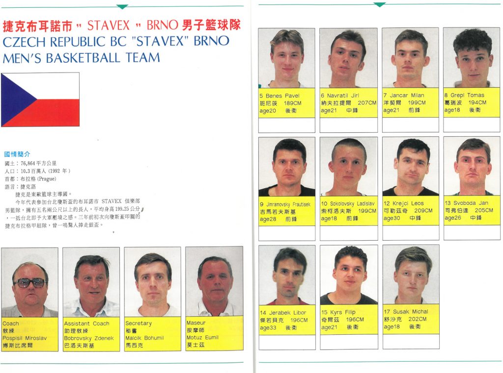 Rok 1995 - před zahájením sezony, mužstvo Stavexu na turnaji na Taiwanu