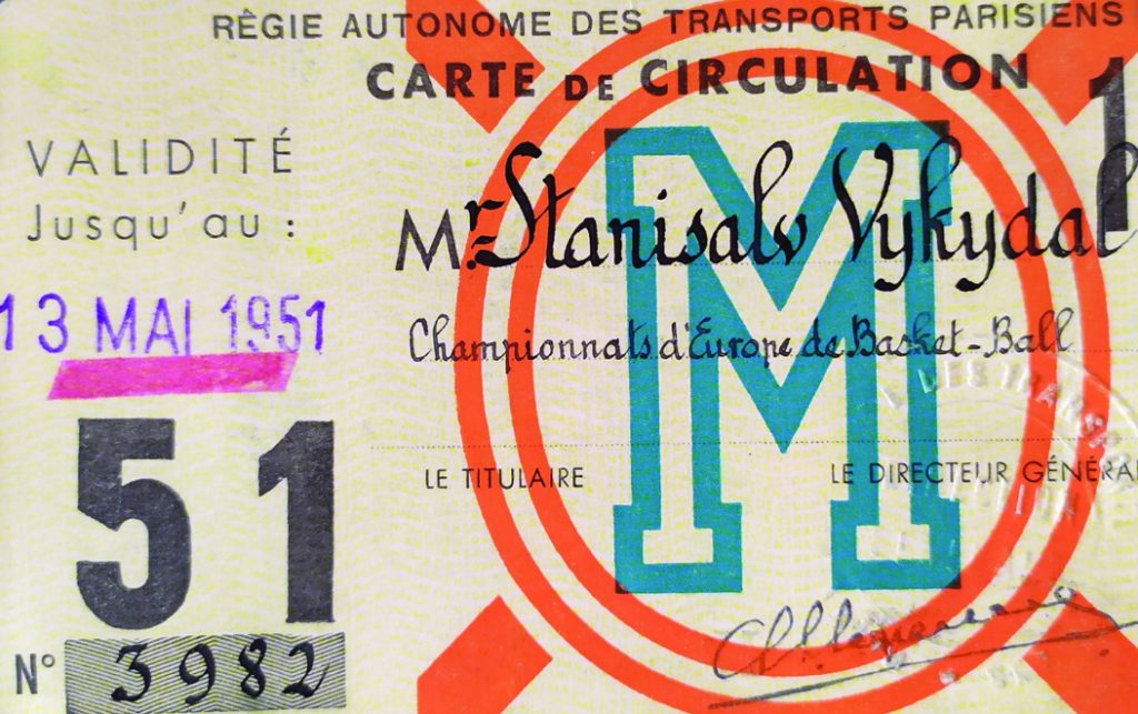 Akreditace hráče ME 1951 Paříž.